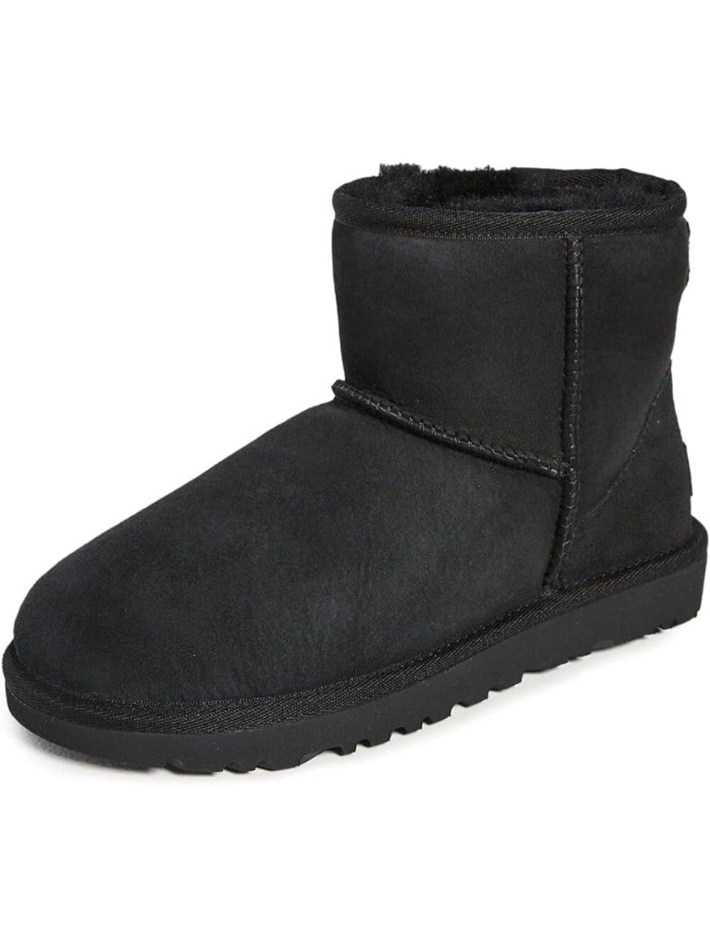 Ugg Women's Black Round Toe Imported Leather Classic Mini Ii Ankle Boots